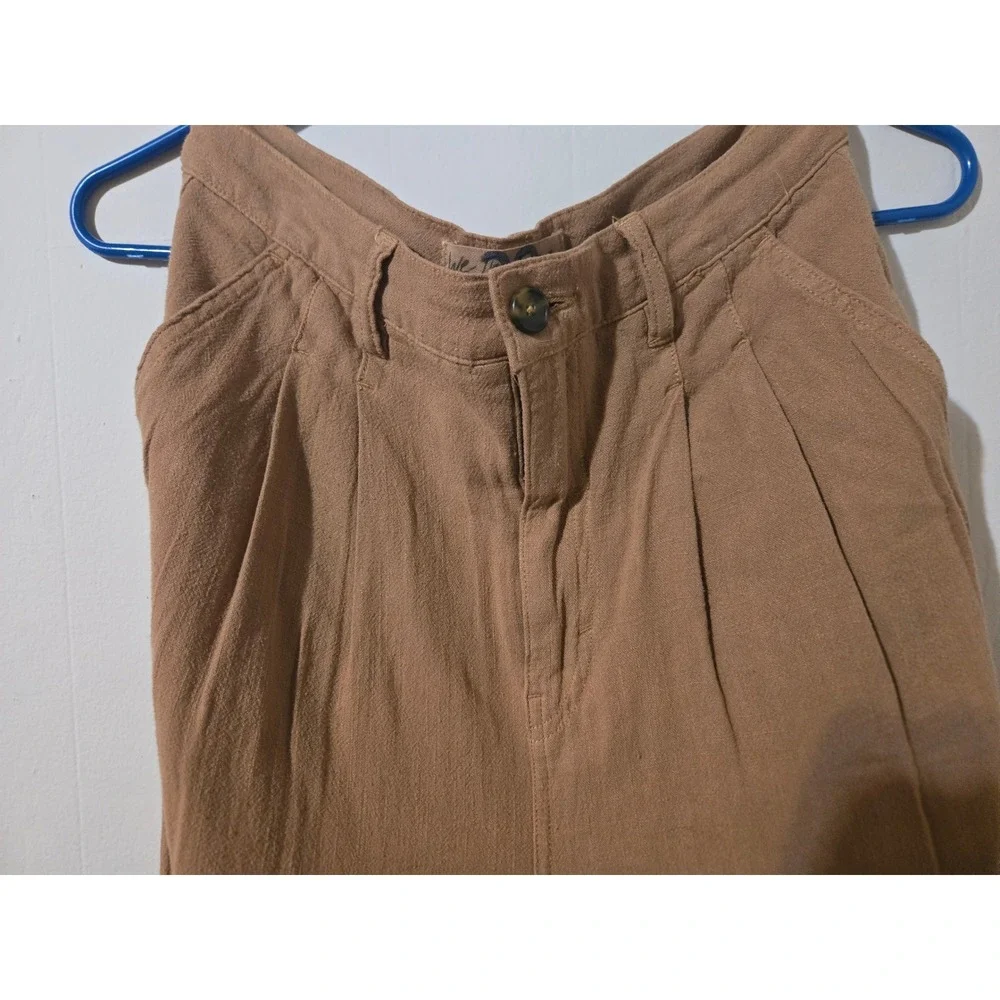 Free People‎ We The Free Pleated Tapered Trousers Camel High Rise Pants Size 29